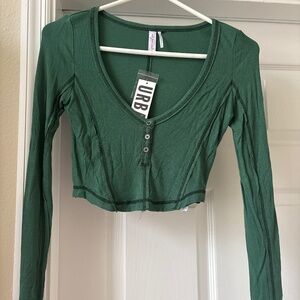 Urban outfitters Out from under cropped scoop neck henley long sleeves small EUC